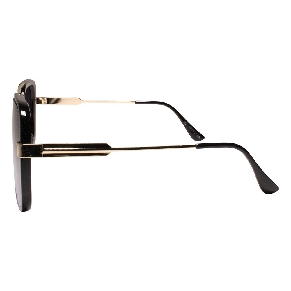Designer Luxury Oversized XXL Gorgeous Stylish Square Black & Gold Sunglasses